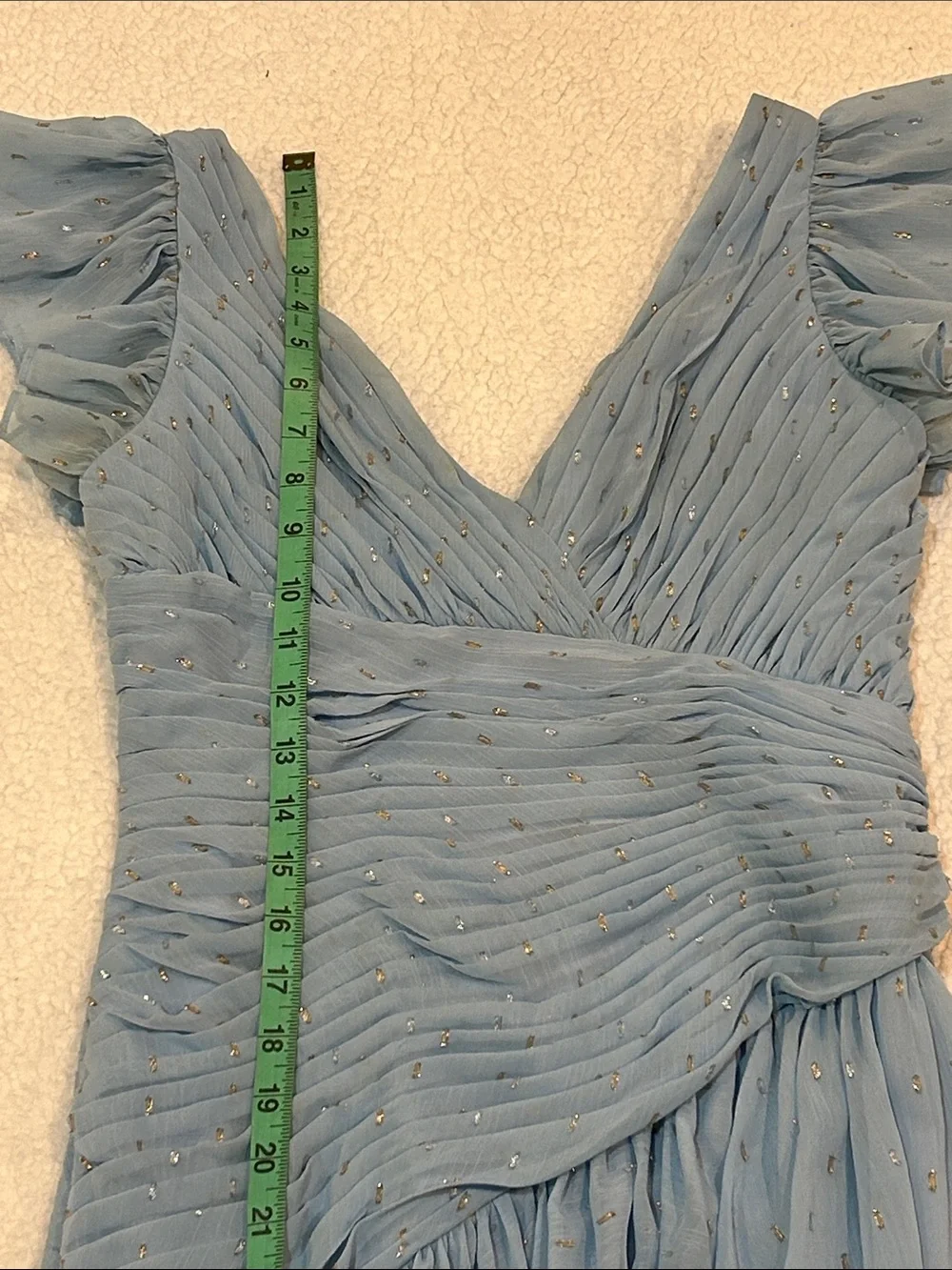 IEENA for Mac Duggal Chiffon Asymmetrical Ruched Gown Flutter Sleeves sz 4 Prom - Picture 11 of 17